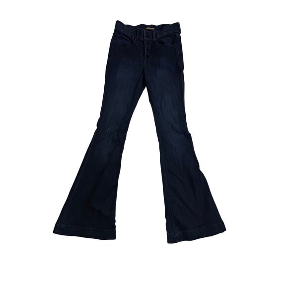 Express Jeans Women's 0 Bell Flare High Rise Dark Wash - Picture 1 of 7